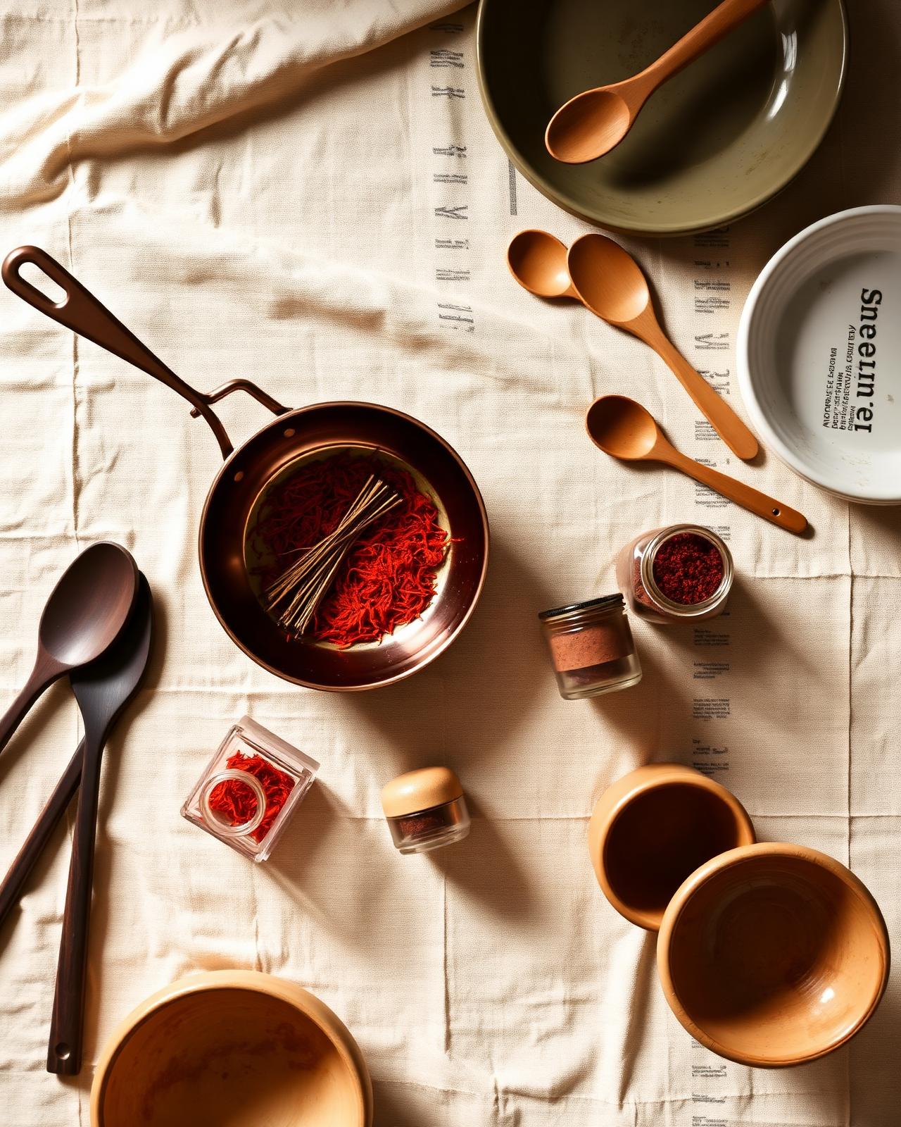 Flat lay of kitchen goods.